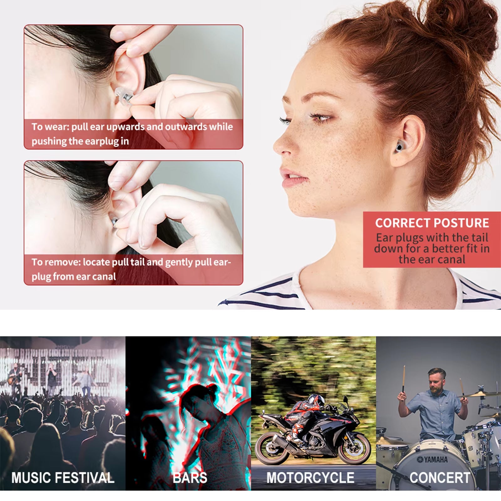 Musicians Earplugs for Noise Cancelling, Concert Festivals, Drummers, DJS Reusable High Fidelity Concert Ear Plugs for Music