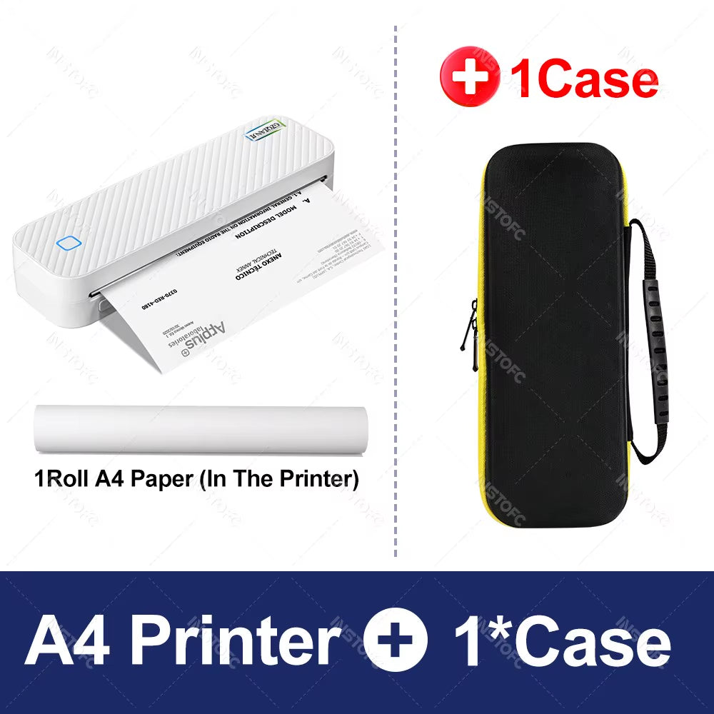 Wireless Mini A4 Thermal Printer Inkless Portable Bluetooth A4 Paper Mobile Phone Photo Document Printer for Office/Work/Hom