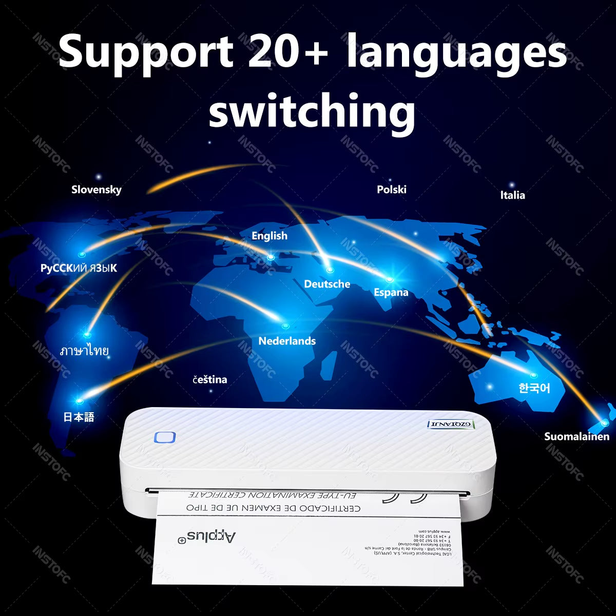 Wireless Mini A4 Thermal Printer Inkless Portable Bluetooth A4 Paper Mobile Phone Photo Document Printer for Office/Work/Hom