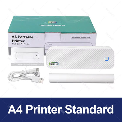 Wireless Mini A4 Thermal Printer Inkless Portable Bluetooth A4 Paper Mobile Phone Photo Document Printer for Office/Work/Hom