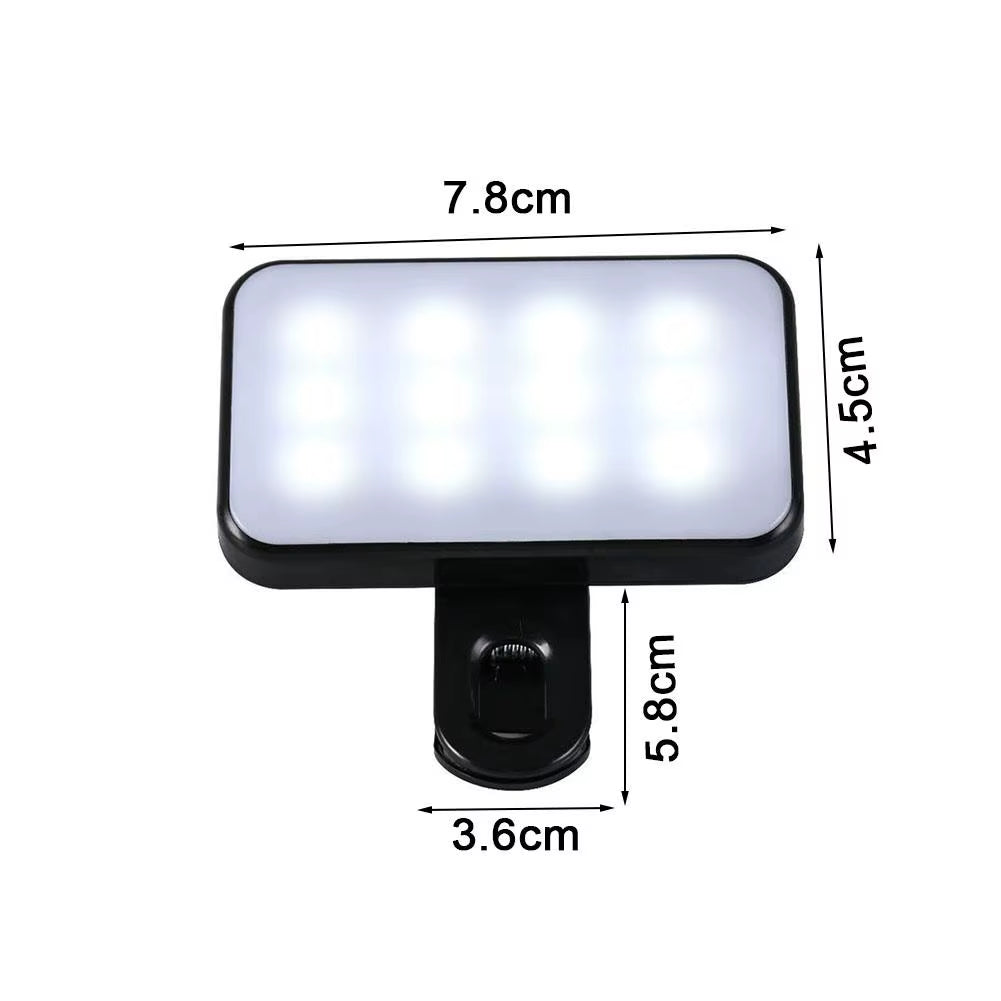 Portable Mini Selfie Fill Light Rechargeable 3 Modes Adjustable Brightness Clip on for Mobile Phone Make up Computer Fill Light