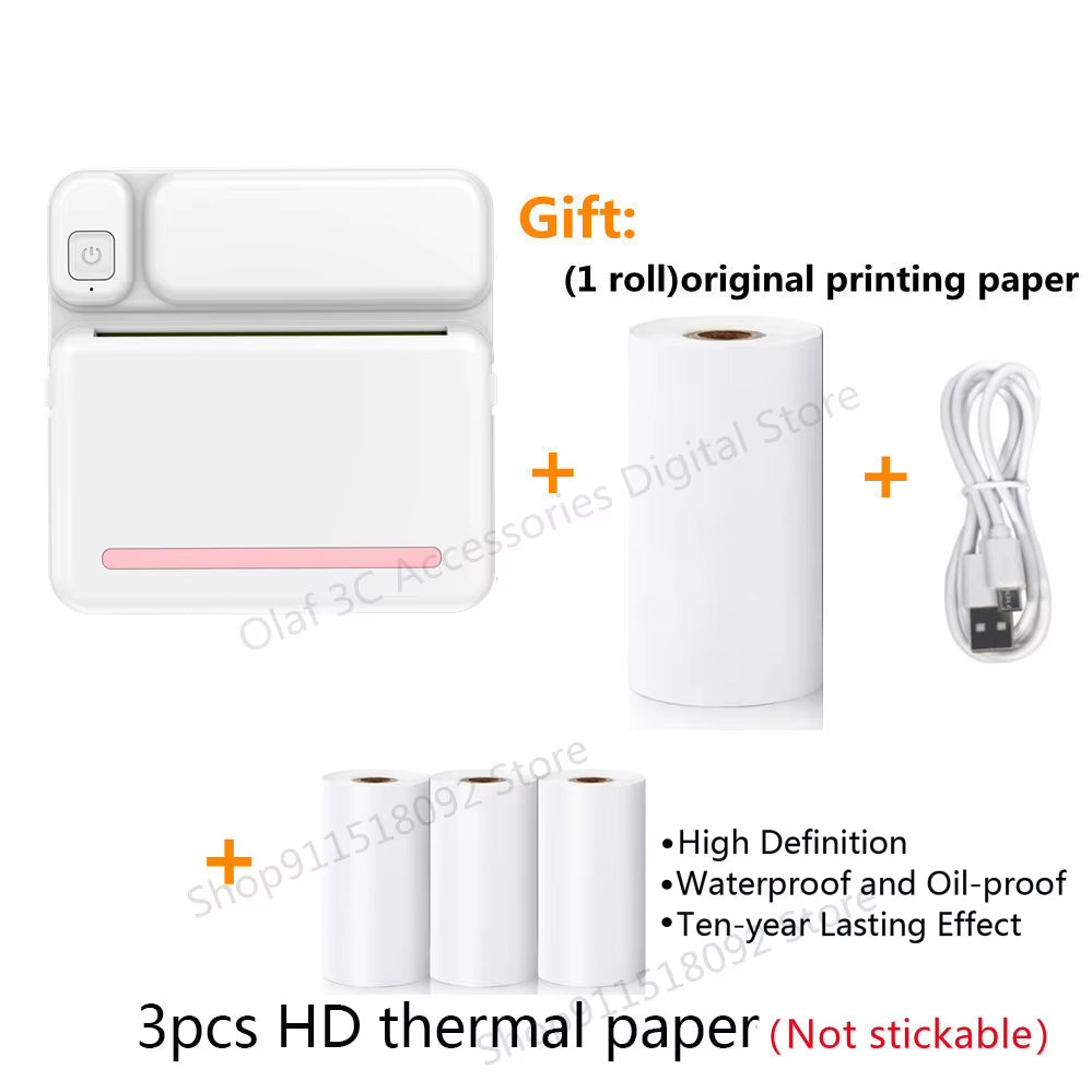 Portable Mini Label Printer Photo Thermal Adhesive Labels Printers Inkless Bluetooth Pocket Mini Printer Stickers Maker 57MM