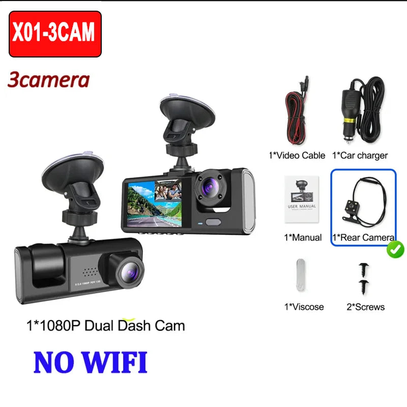 2/3 Channel WIFI APP Control Car Dvr 1080P Dash Cam for Cars Front and Rear View Recorder Video Car Camera for Car Assecories