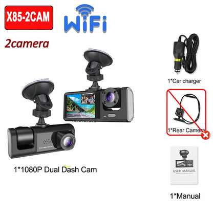 2/3 Channel WIFI APP Control Car Dvr 1080P Dash Cam for Cars Front and Rear View Recorder Video Car Camera for Car Assecories