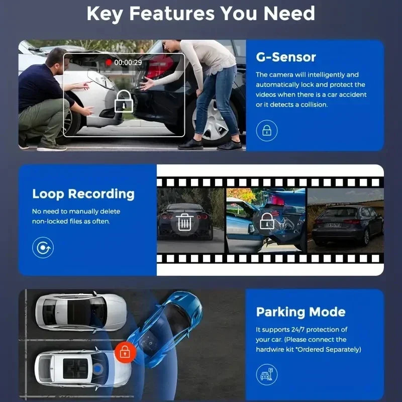 2/3 Channel WIFI APP Control Car Dvr 1080P Dash Cam for Cars Front and Rear View Recorder Video Car Camera for Car Assecories