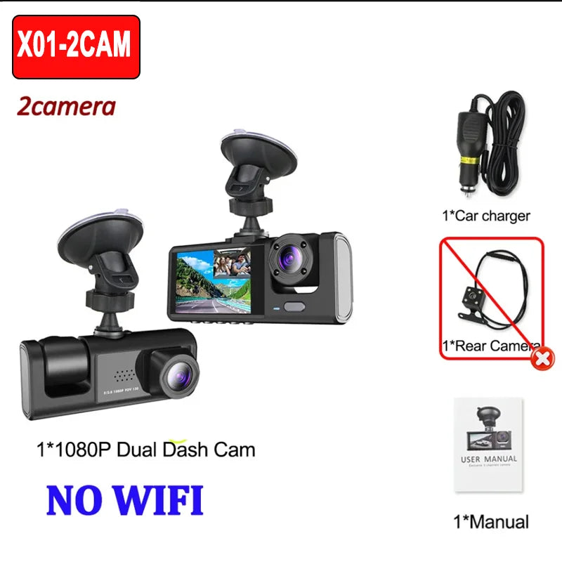 2/3 Channel WIFI APP Control Car Dvr 1080P Dash Cam for Cars Front and Rear View Recorder Video Car Camera for Car Assecories