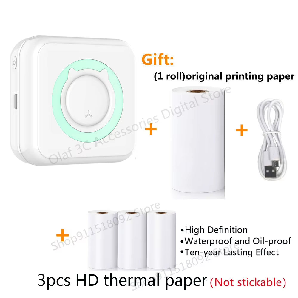 Portable Mini Label Printer Photo Thermal Adhesive Labels Printers Inkless Bluetooth Pocket Mini Printer Stickers Maker 57MM