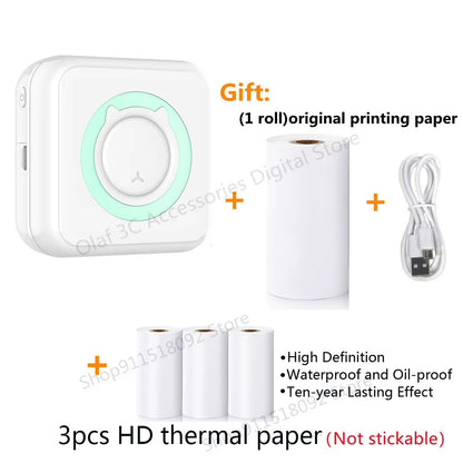 Portable Mini Label Printer Photo Thermal Adhesive Labels Printers Inkless Bluetooth Pocket Mini Printer Stickers Maker 57MM