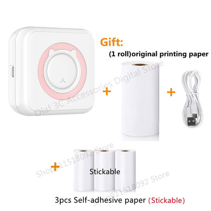 Portable Mini Label Printer Photo Thermal Adhesive Labels Printers Inkless Bluetooth Pocket Mini Printer Stickers Maker 57MM
