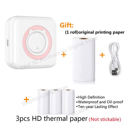 Portable Mini Label Printer Photo Thermal Adhesive Labels Printers Inkless Bluetooth Pocket Mini Printer Stickers Maker 57MM