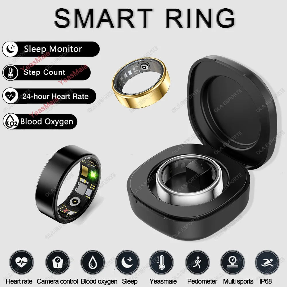 New Smart Ring Men Women 5ATM Waterproof Health Monitor Heart Rate Sleep Monitor Muilt Sport Modes Tracker Smart Ring Pedometer