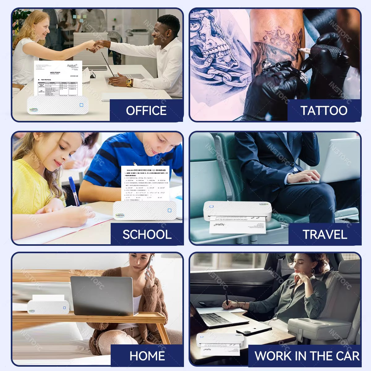 Wireless Mini A4 Thermal Printer Inkless Portable Bluetooth A4 Paper Mobile Phone Photo Document Printer for Office/Work/Hom