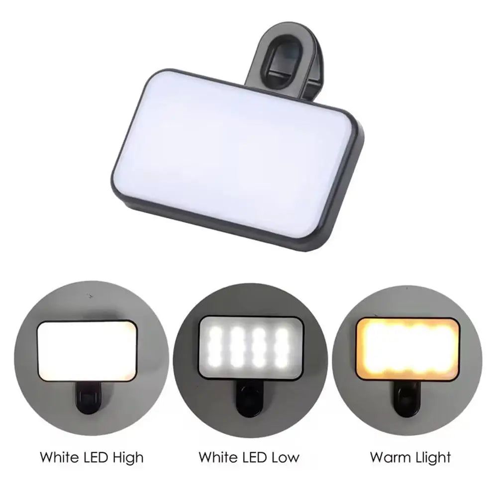 Portable Mini Selfie Fill Light Rechargeable 3 Modes Adjustable Brightness Clip on for Mobile Phone Make up Computer Fill Light