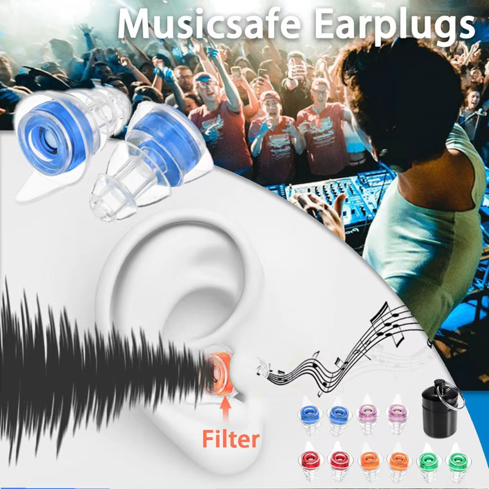 Soft Silicone Ear Plugs Ear Protection Reusable Professional Music Earplugs Noise Reduction for Sleep DJ Bar Bands Sport